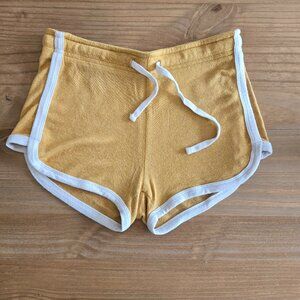 Aeropostale Aero Dolphin Hem Cheer Shorts Mustard Yellow White Trim Draw String